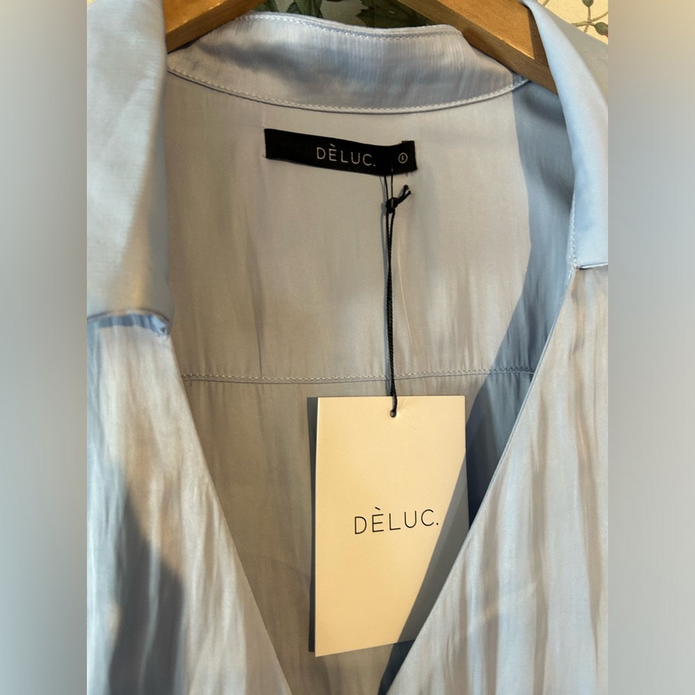 BNWT Baby Blue Satin Wrap Dress - Picture 3 of 3